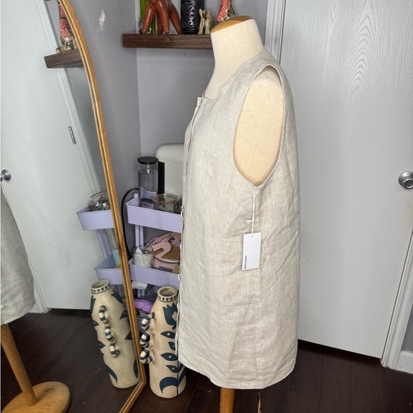 Reformation Sleeveless Button-Down Dress in Beige - Picture 2 of 6